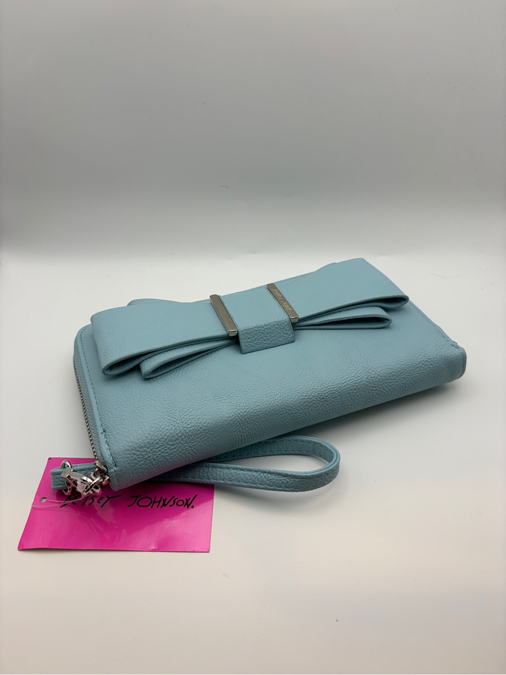 Betsey Johnson Powder Blue Bow Wristlet Clutch